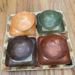 Italian Capiz Mother Of Pearl Shell Itinerari Masgani Tray Bowls Plates